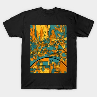 Zagreb Map Pattern in Orange & Teal T-Shirt